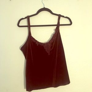 Vintage brown velvet cropped cami with embroidery